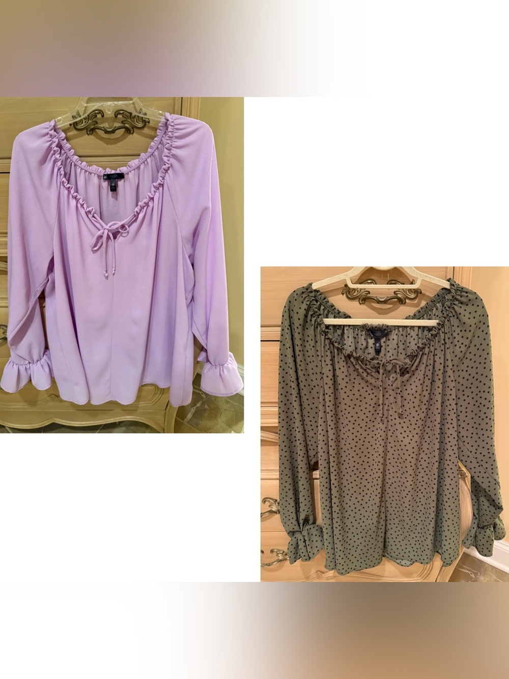 Aqua Curve Lilac & Olive Green Blouses - YOU GET BOTH!